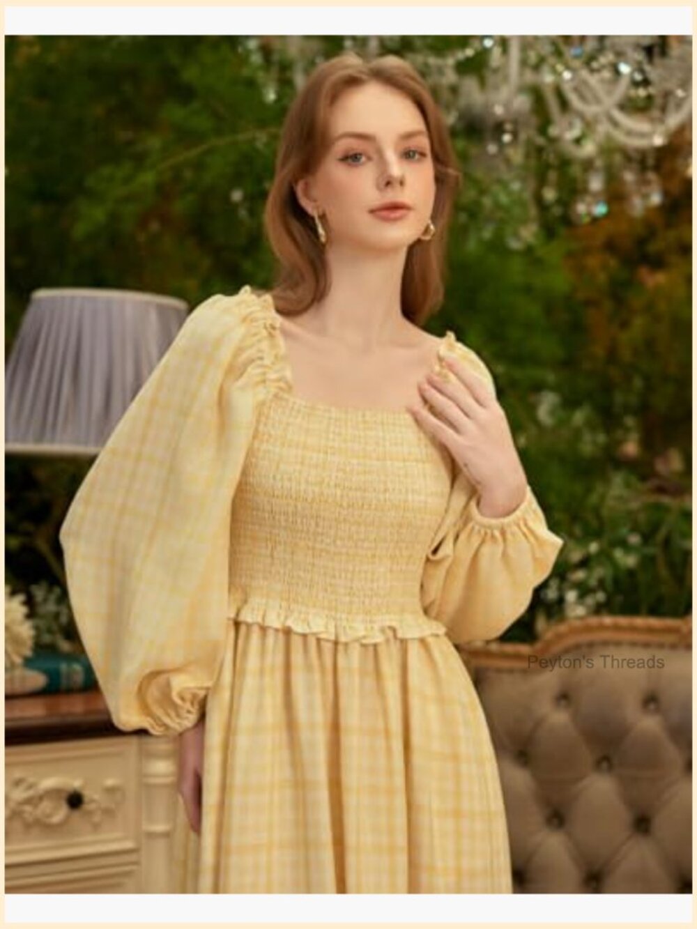 Sunlit and Airy Square Neck Midi Dress - Fit & Flare, Lightweight Polyester - Picture 3 of 7